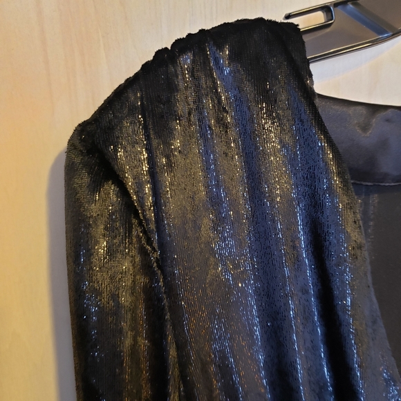 Frame Metallic Velvet Long-Sleeve Short Cocktail Dress - Size 4 - Picture 4 of 12